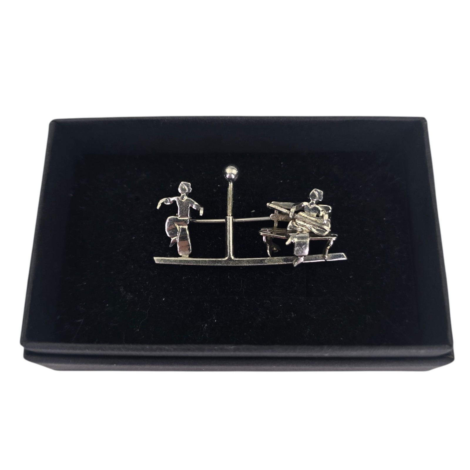 Antique Sterling Silver Whimsical Musician Guitar Dancer Artisan Crafted Brooch