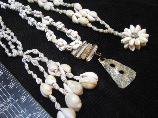 LOT S13 – 7 pc NATURAL LONG SEA SHELL JEWELRY with ARTISAN FLARE Flower puka