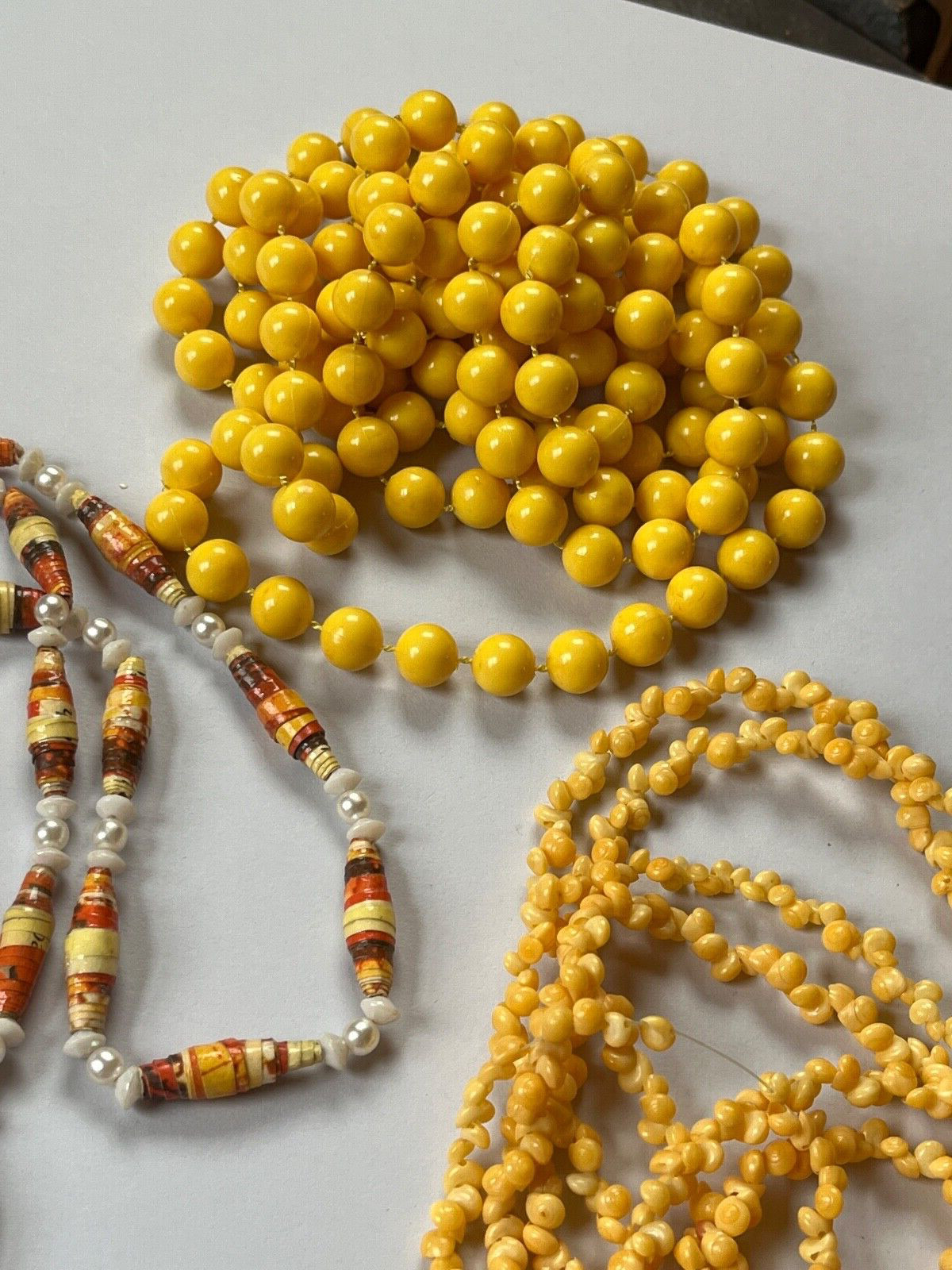 Vintage Lot of Solid Round Sunny Yellow Plastic & Tiny Faux Popcorn Plastic &