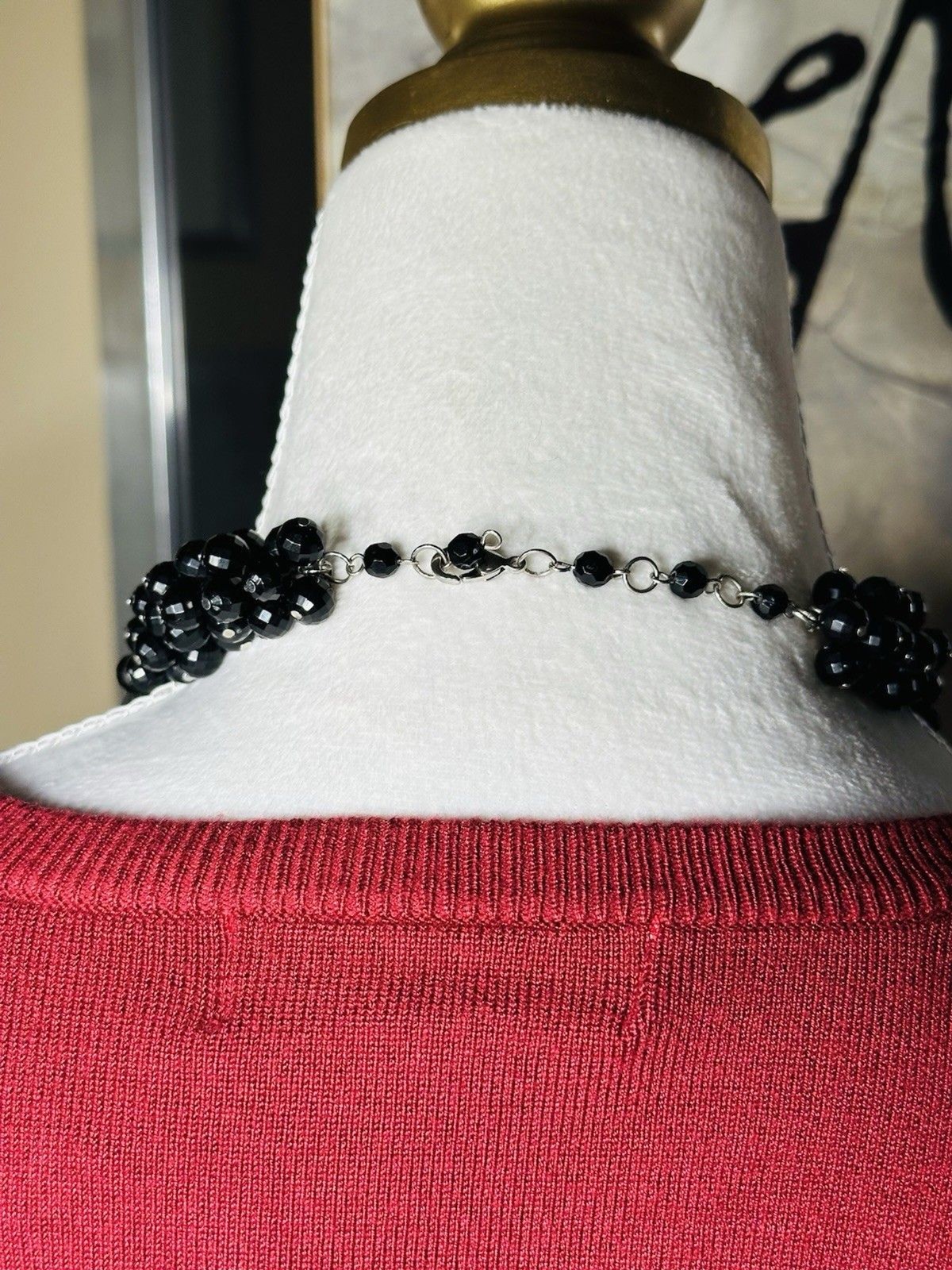 Vtg Faceted Multi-Strand Art-Deco Goth Glam Maximalist Chunky Statement Crystal