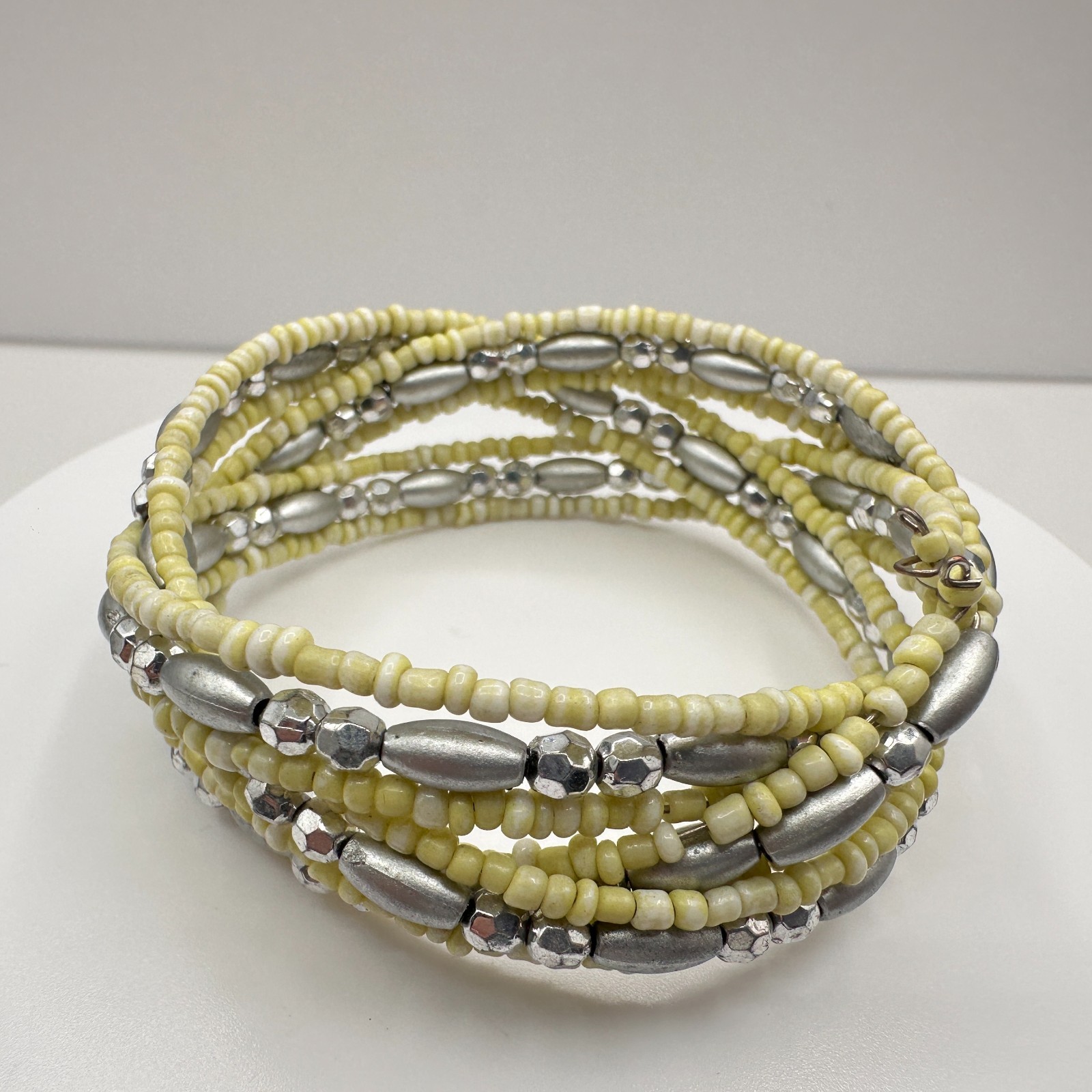 Vintage 90s Beaded Multi Strand Adjustable Stretch Cord Wrap Women’s Bracelet