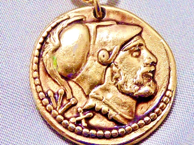 VINTAGE 14K Y. GOLD FILLED CHAIN EAGLE ROMAN SOLDIER G PLATED PENDANT NECKLACE