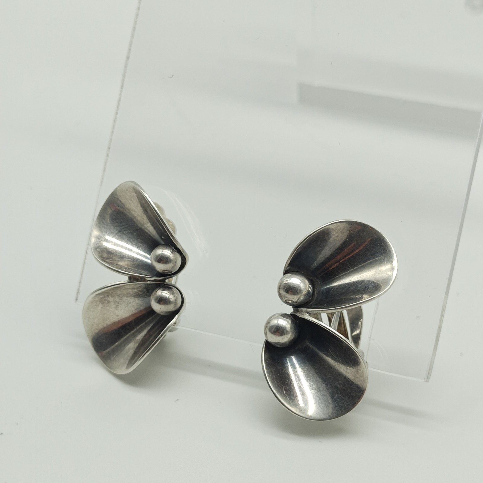 Niels Erik N. E. From Denmark Sterling Silver 925 Clip On Earrings Modernist