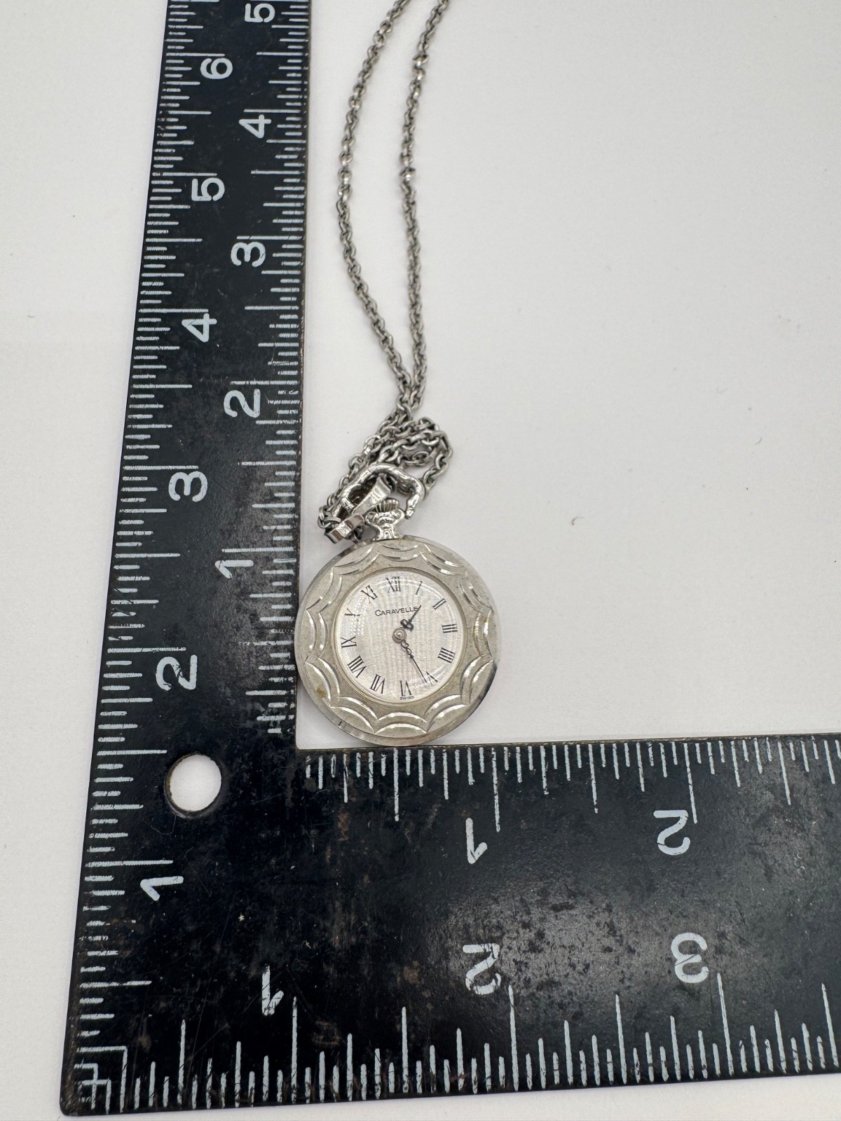 Vintage Caravelle Manual Wind Up Necklace Swiss Made Pendant Watch Works
