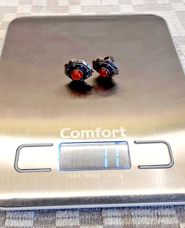 Cufflinks Vintage USSR Silver 875 amber 60s