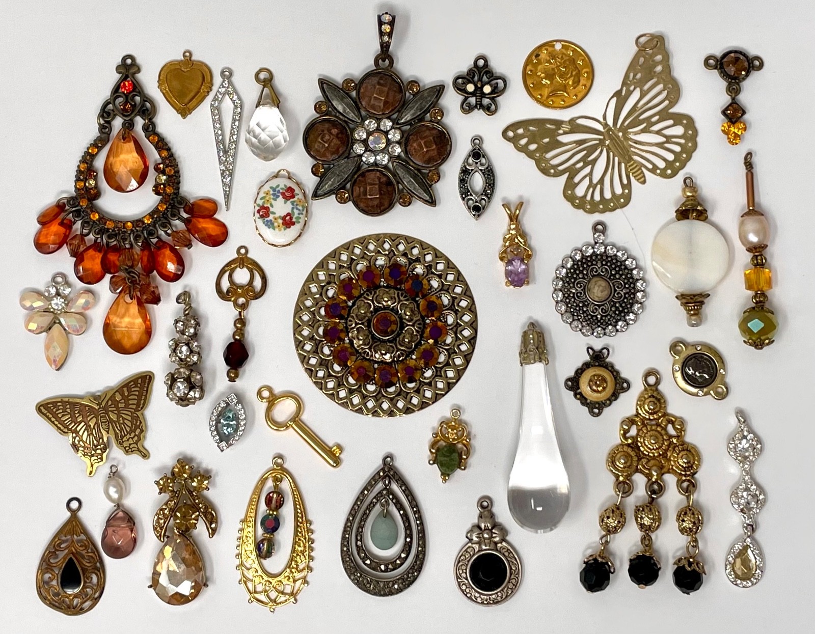 Lot Vtg & Modern Victorian Art Deco Style Pendants Findings Jewelry Craft Ja