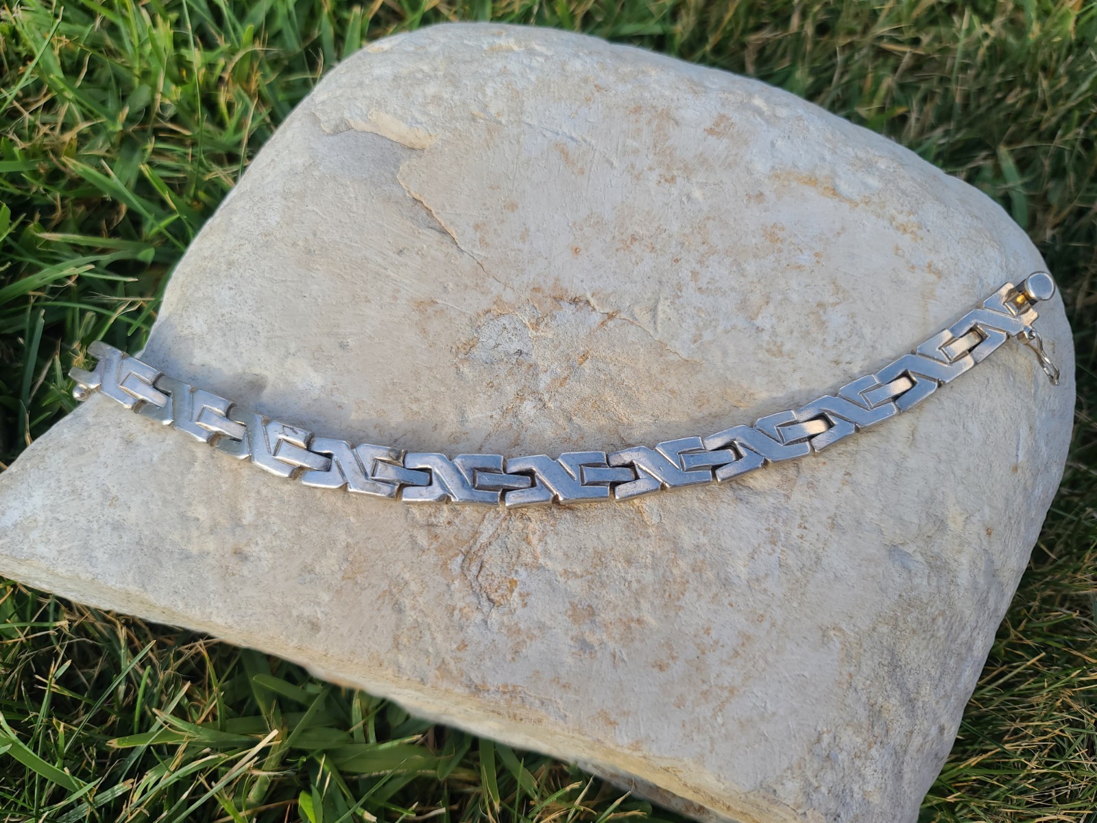 VTG Taxco MEX Sterling 925 Solid Silver X-Link 9.9mm Chain Bracelet 7.75″ 60gr