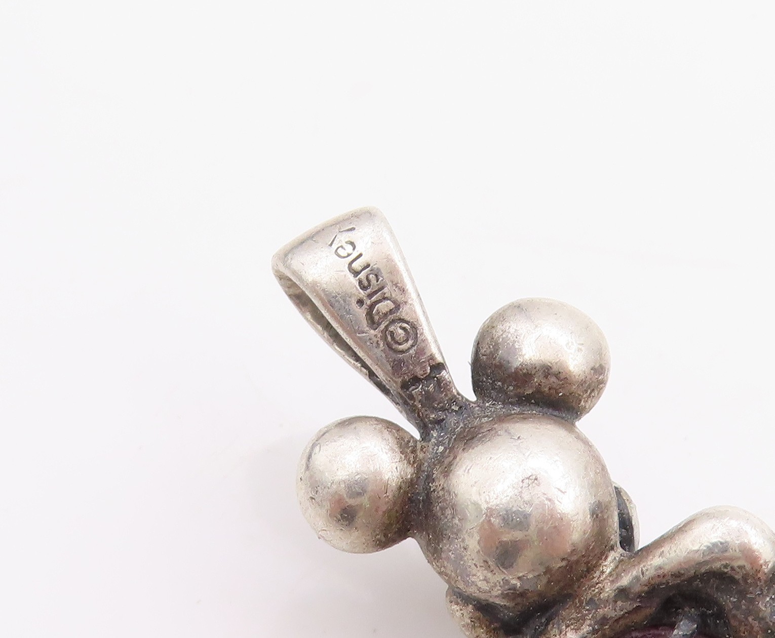 925 Sterling Silver Vintage Pendant DISNEY Amethyst Micky Mouse Charm PT24495