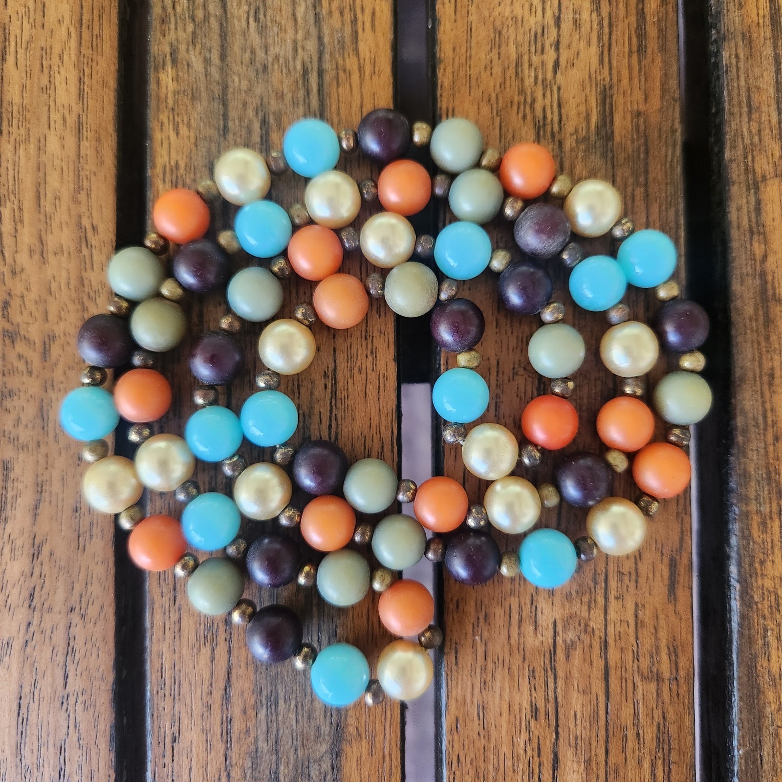 Vintage Multicolor Beaded Necklace Approx 12″ Vibrant Colors Boho Hippie Chic