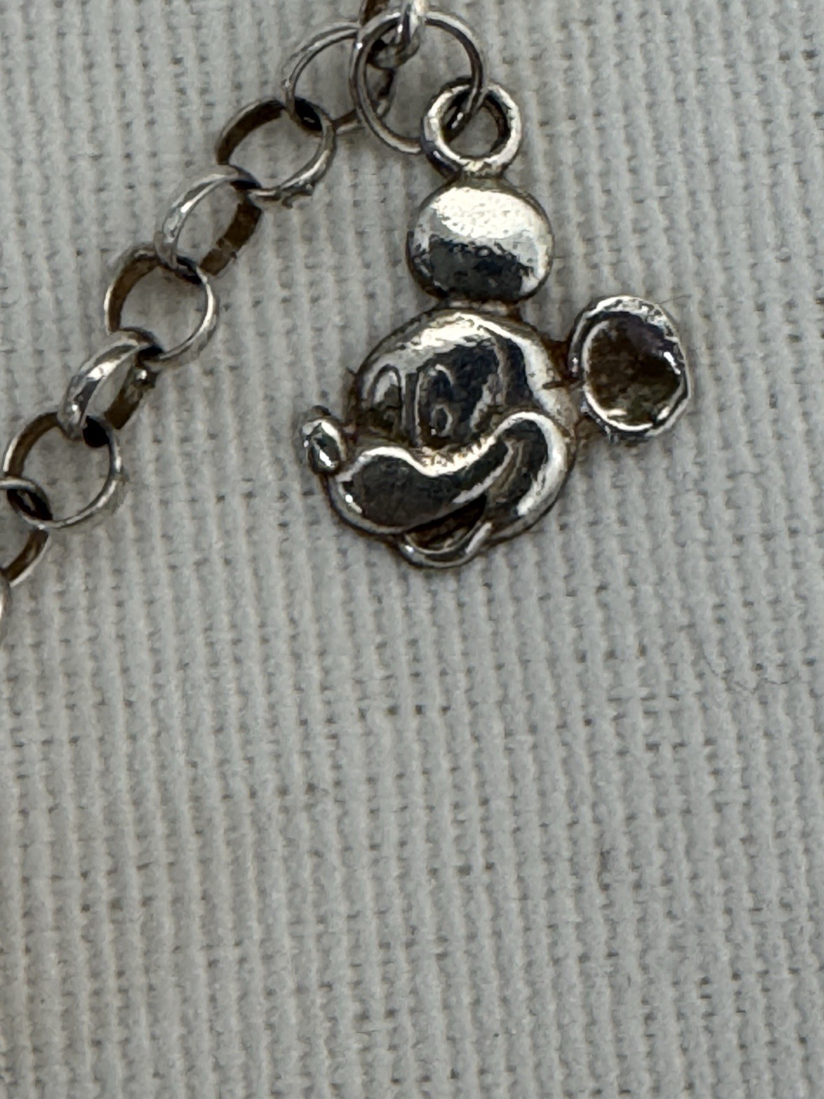 Rare Vintage 1940s 980 Silver MICKY MOUSE Charm Bracelet & Asian Maker Mark