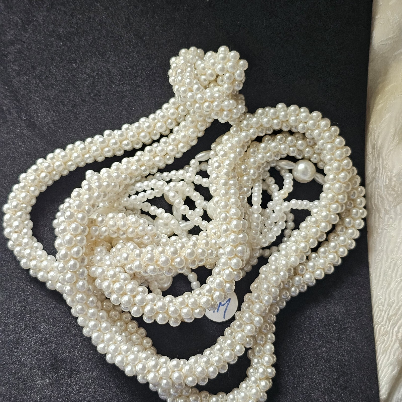 Vtg Beaded Flapper Lariat Necklace Rope Tassels Art Deco Style 2 Adj Rings