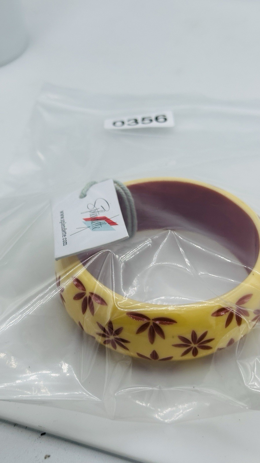 Splendette Wide Butter Yellow Carved Duchess Bangle Bracelet Fakelite