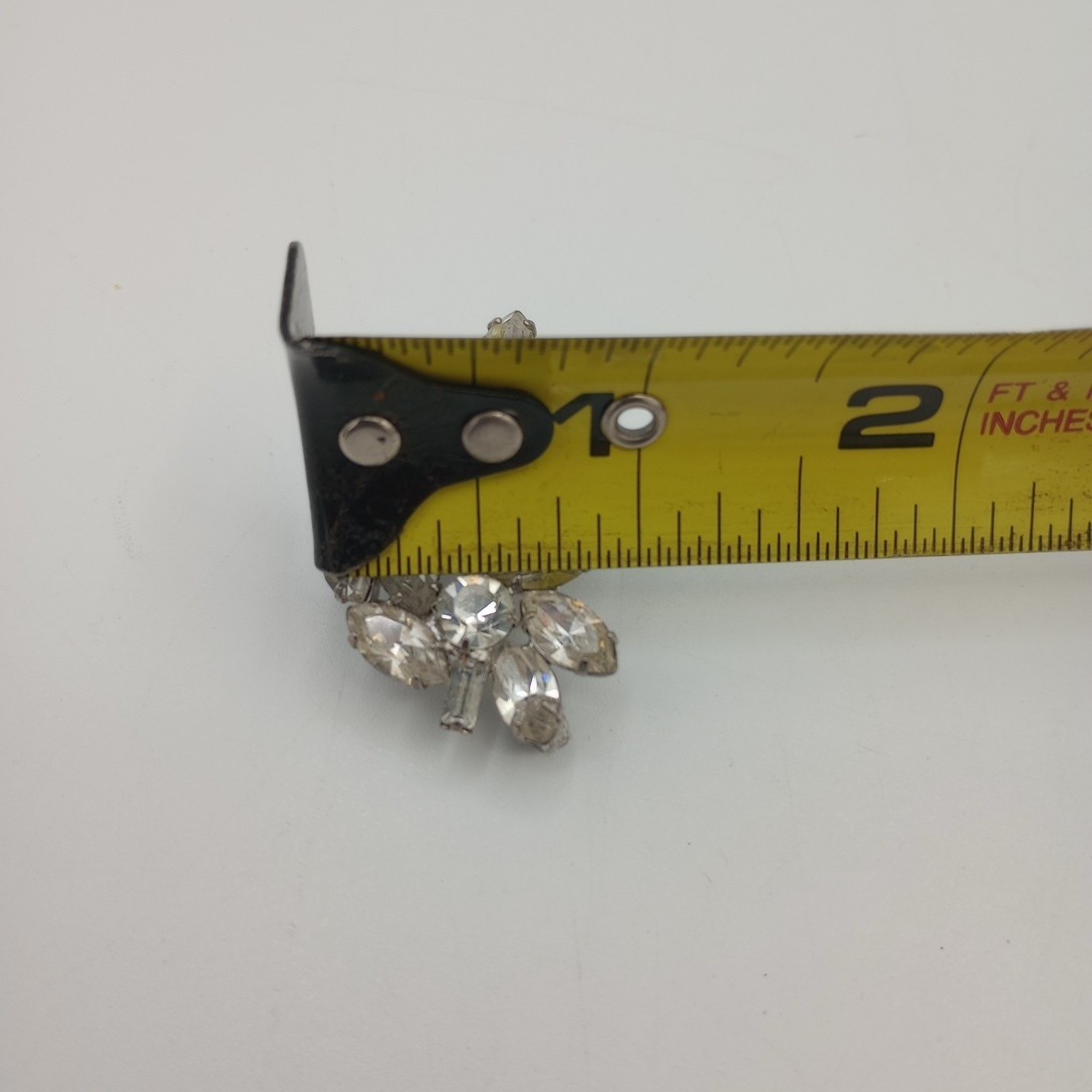 Estate Vintage Prong Set Clear Marquise Cluster Rhinestone Brooch Vintage