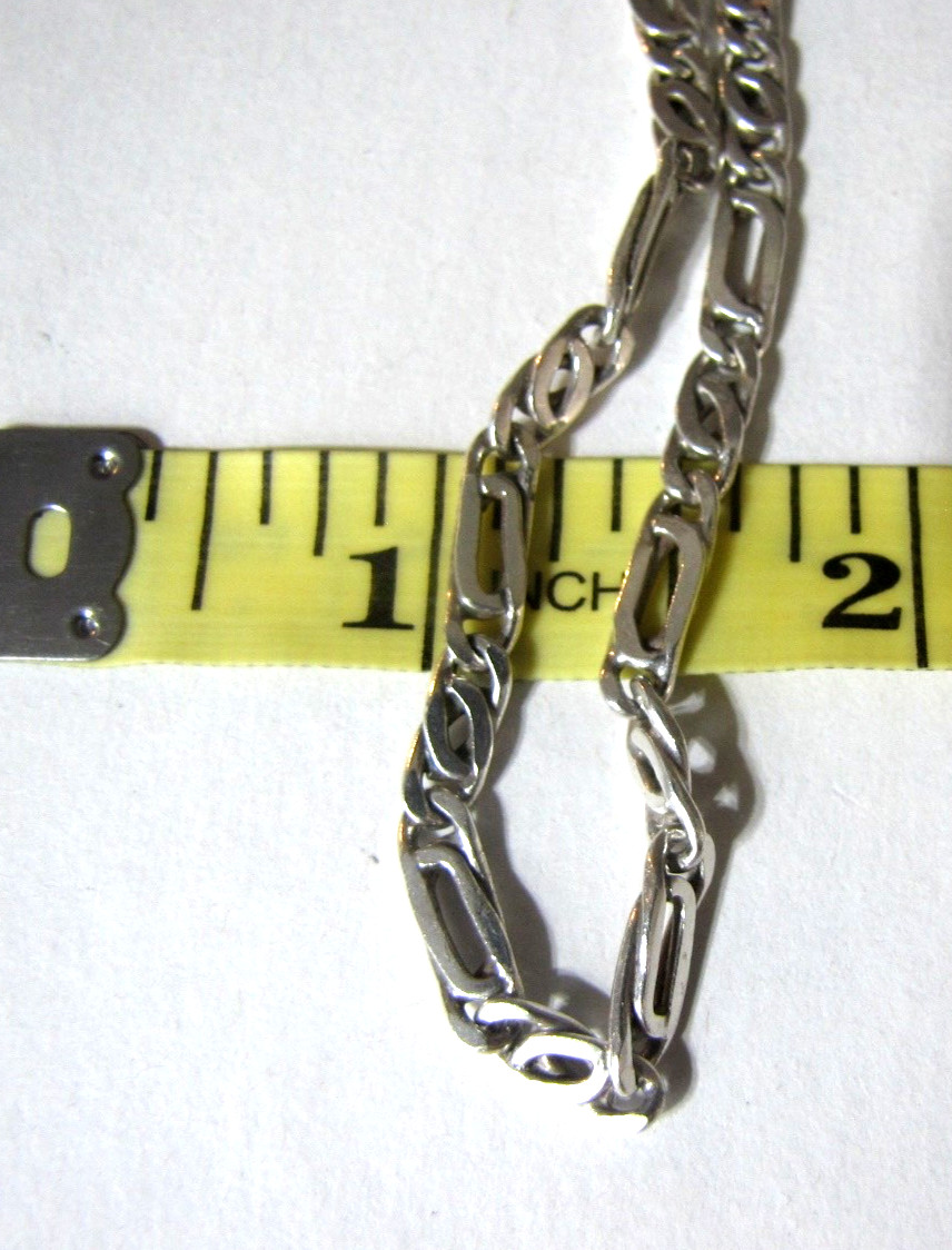 Sterling Silver Figaro Chain Necklace 20″ 4.6mm 18.9 Grams Vintage Italy Style