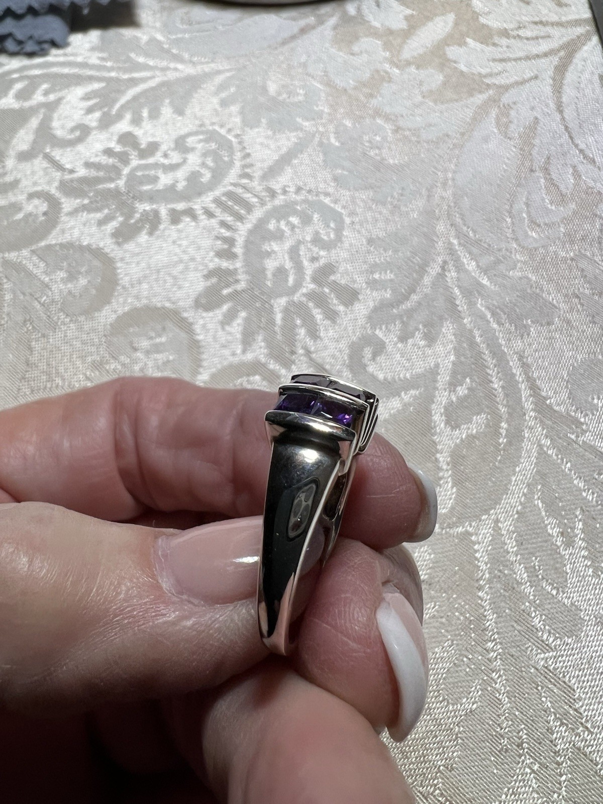 Sterling Silver Vintage Ring Amethyst, Size 9, Approximately 2 carats