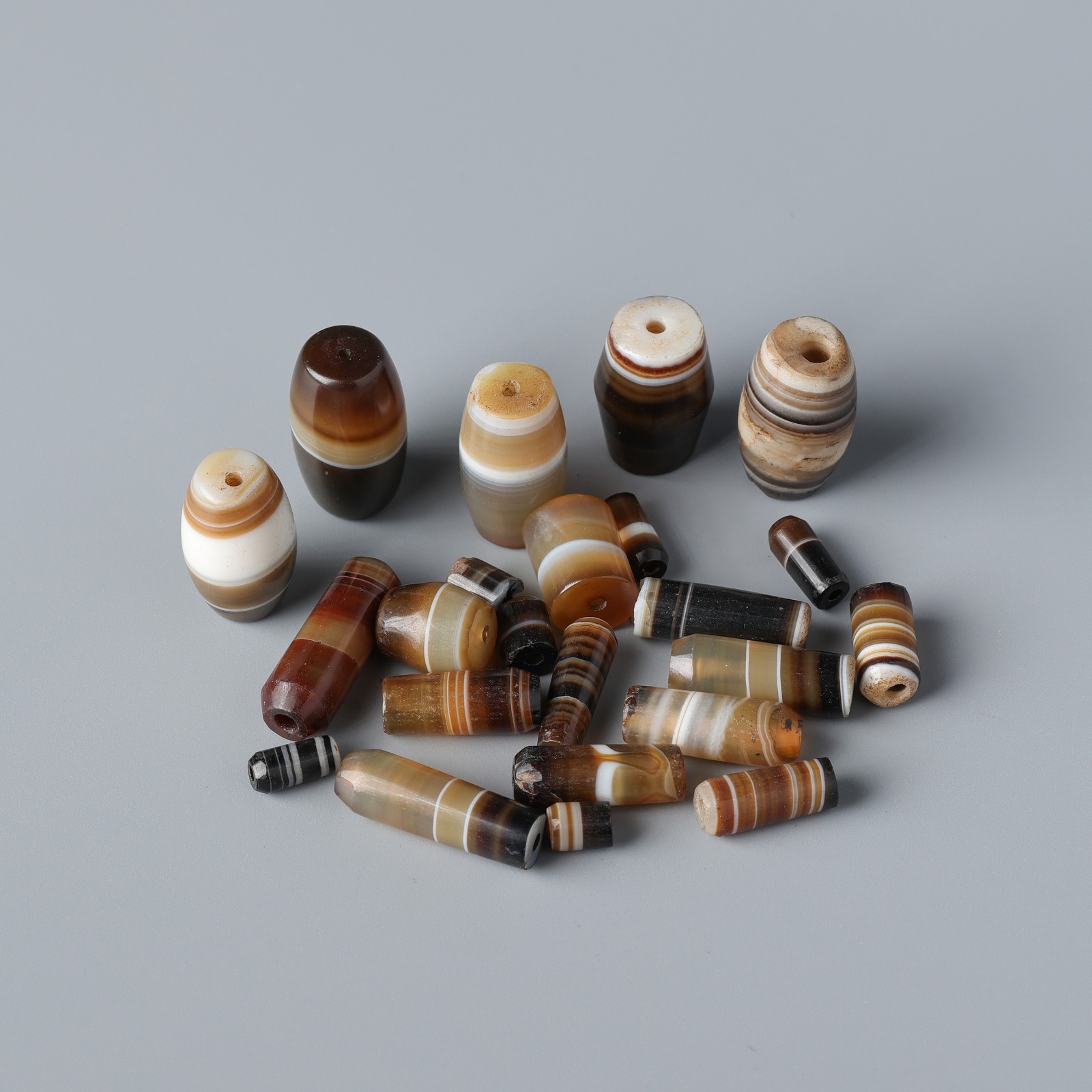 Beautiful Antique Banded Agate Necklace Beads [64gram]