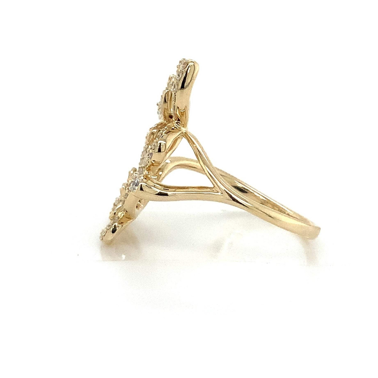 Roman+Jules 2 Butterfly Bypass Right Hand Diamond Ring Fashioned in 14K Y/G