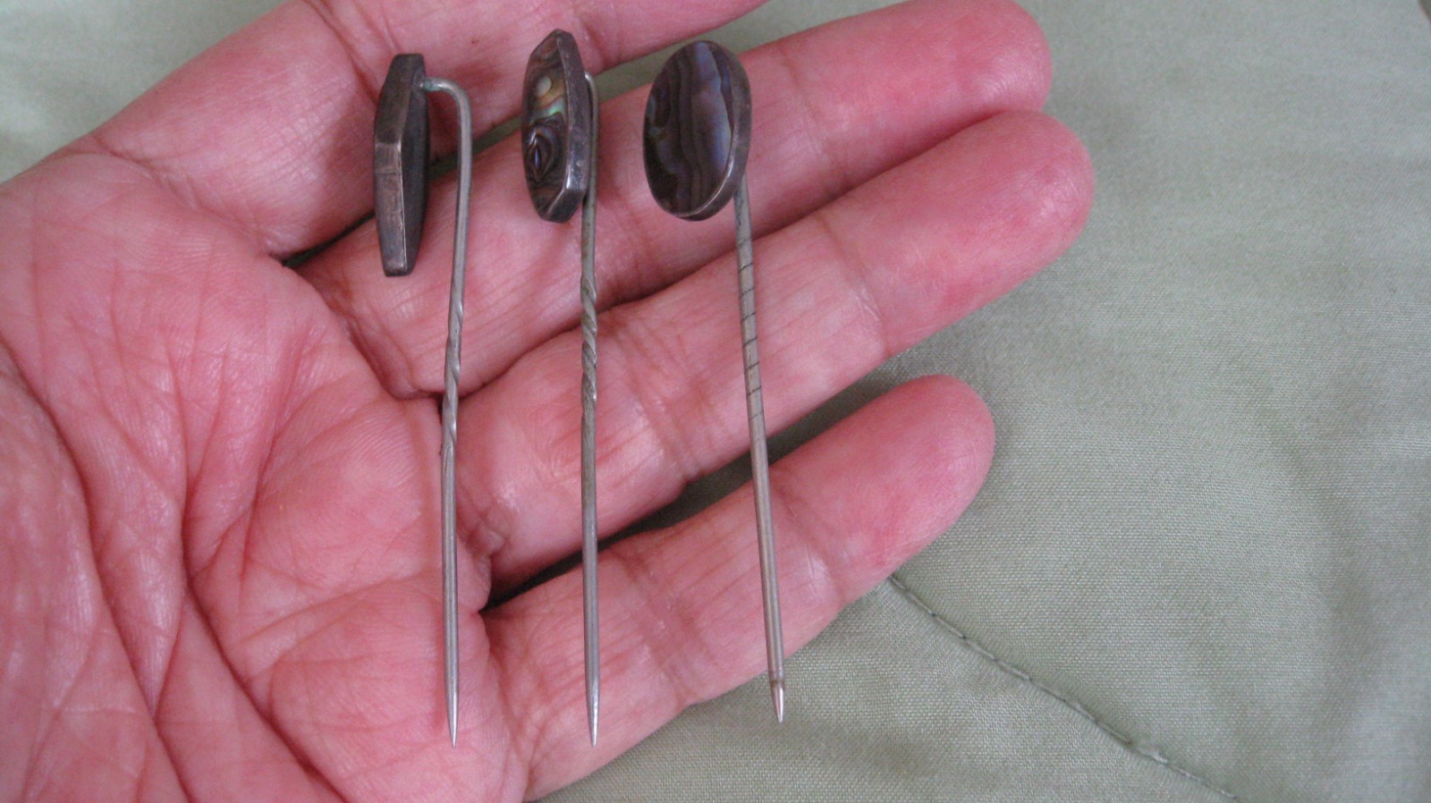 Antique/ Older Vintage Lot of 3 Abalone Different Shaps