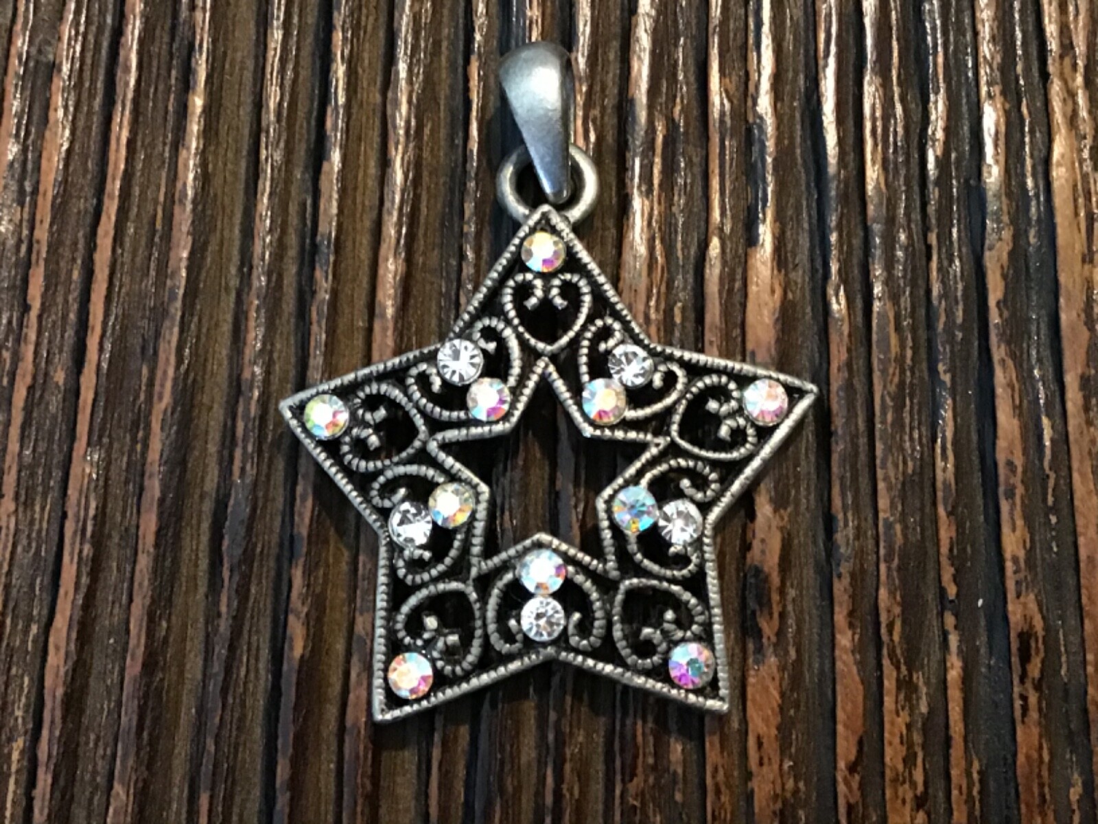 Vintage Silver Plated Rhinestone Star Pendant