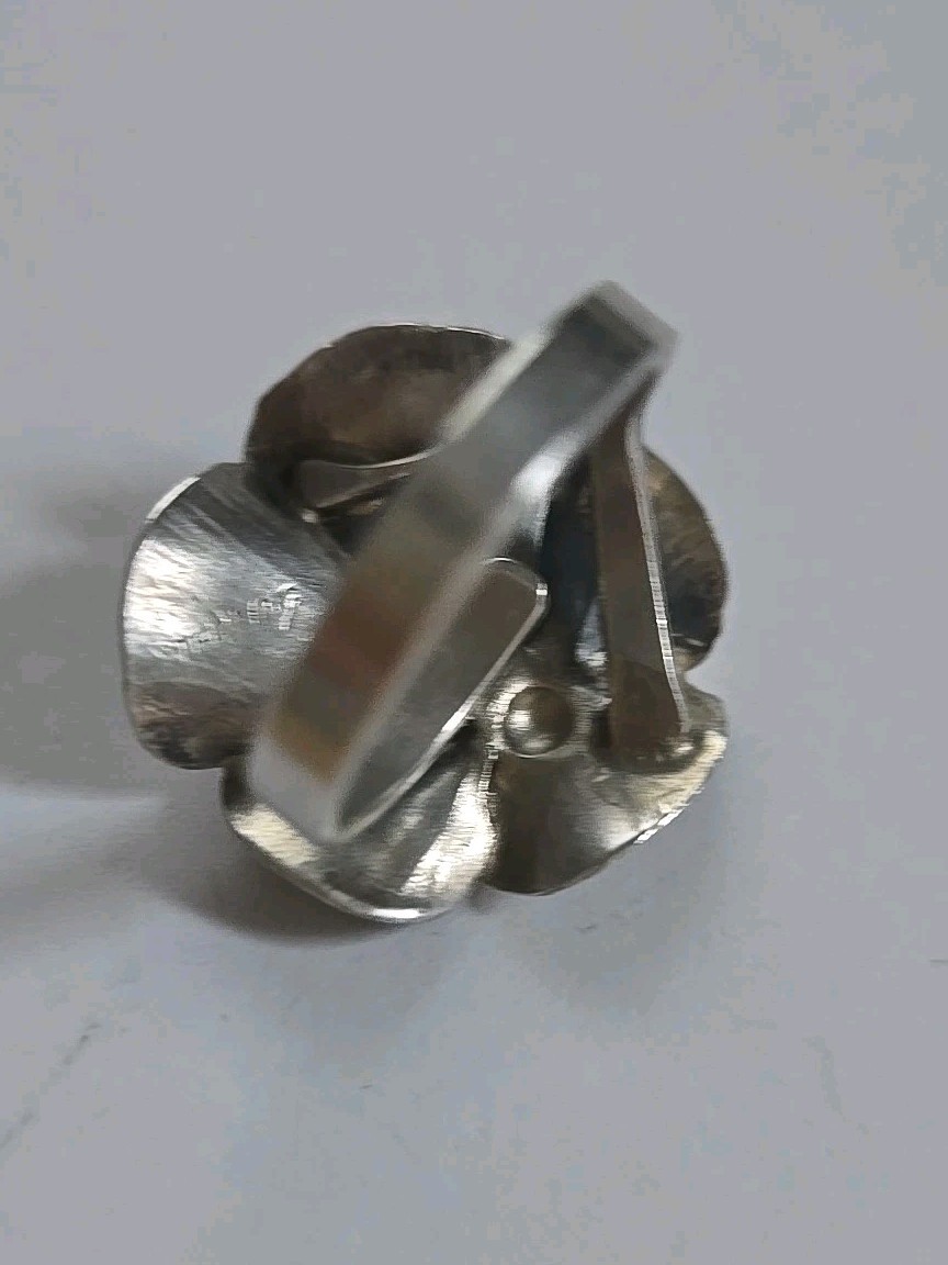 Vintage Sterling Silver Stuart Nye Pansy Screw Back Earrings and Ring Set