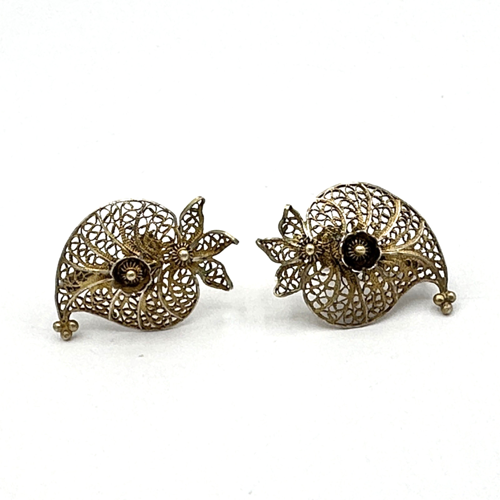 VIANA HEART pendant & earring set – vintage filigree sterling silver gold wash