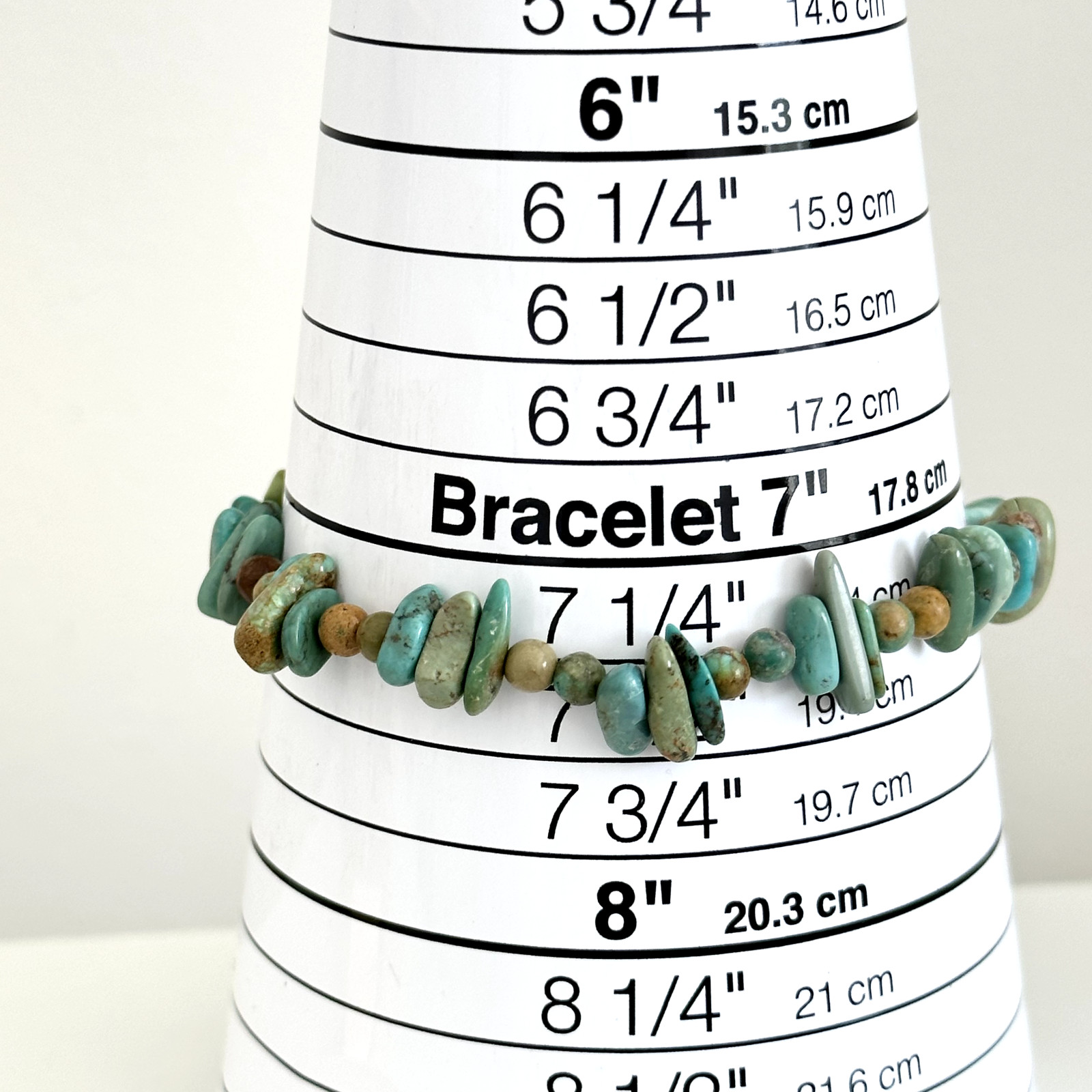 Vintage Turquoise Gemstone Beaded Nugget Stretch Style Bracelet 7.5″