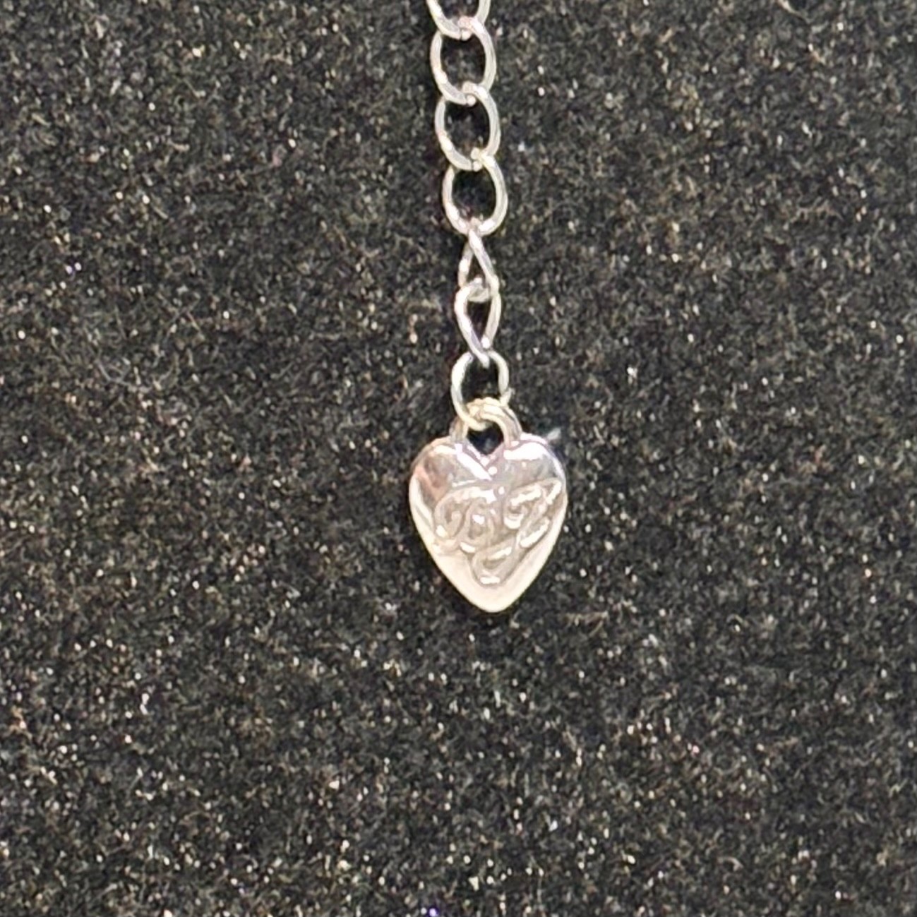 BETSEY JOHNSON necklace silvertone box chain long puff heart clasp charm vintage