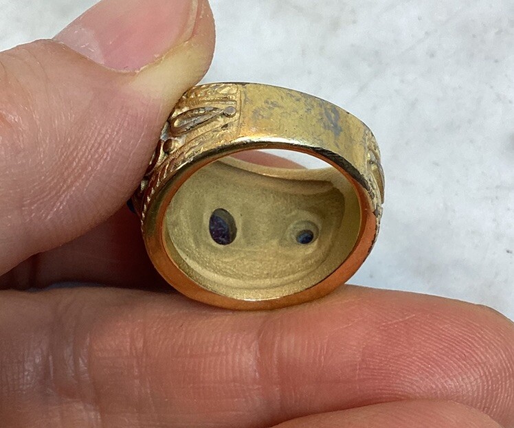 Vintage Gold Plated Byzantine Greek Faux Ruby Sapphire Peridot Ring Size 7