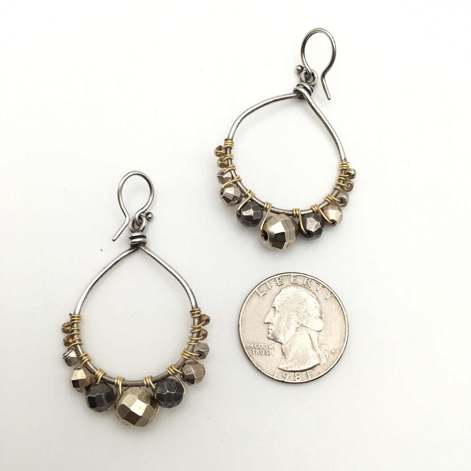 Vintage Sterling Silver Beaded Teardrop Hook Dangle Earrings 925 Tested 9.3g #10