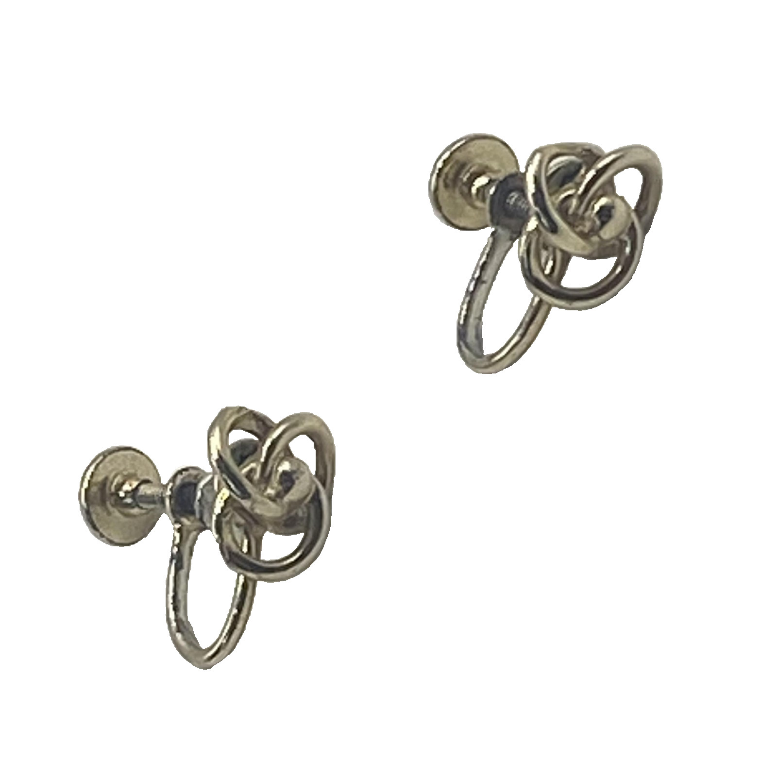 Vintage Gold Tone Love Knot Screw Back Earrings Womens angle Jewelry