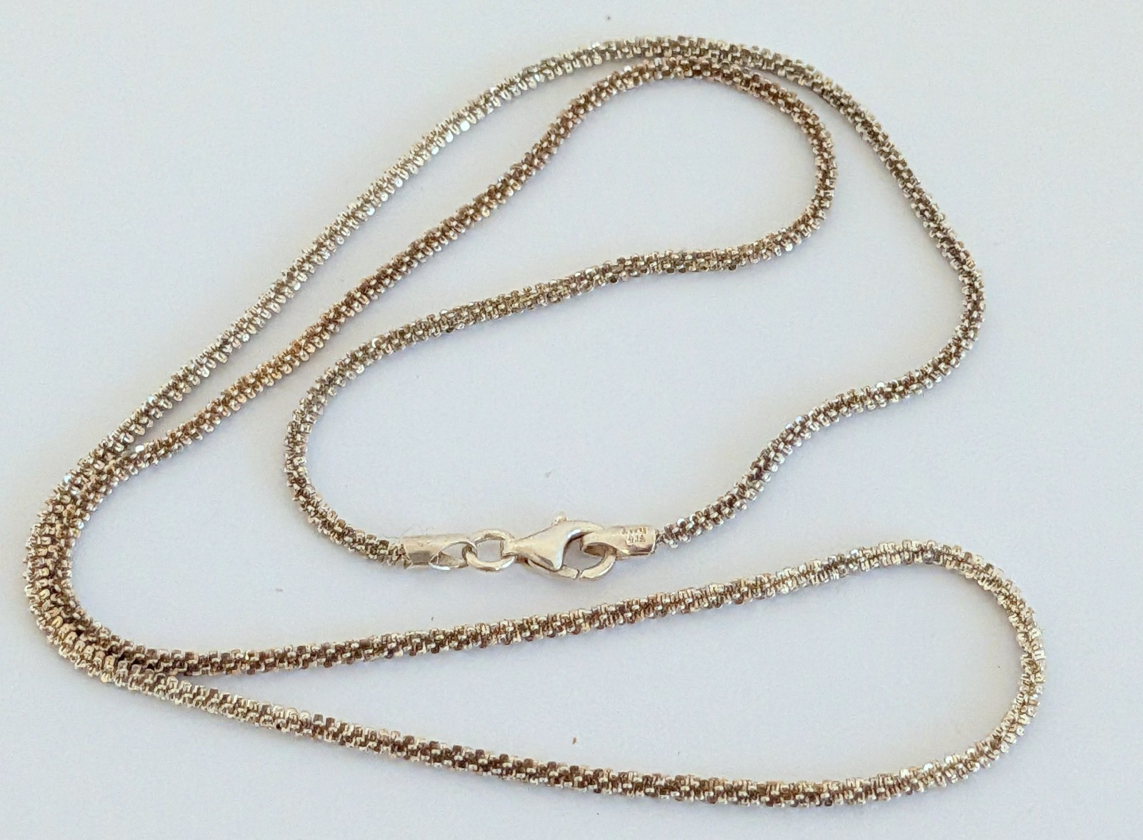 Vintage Signed BSI 925 Italy Sterling Silver Sparkle Rope Chain 20 1/4″