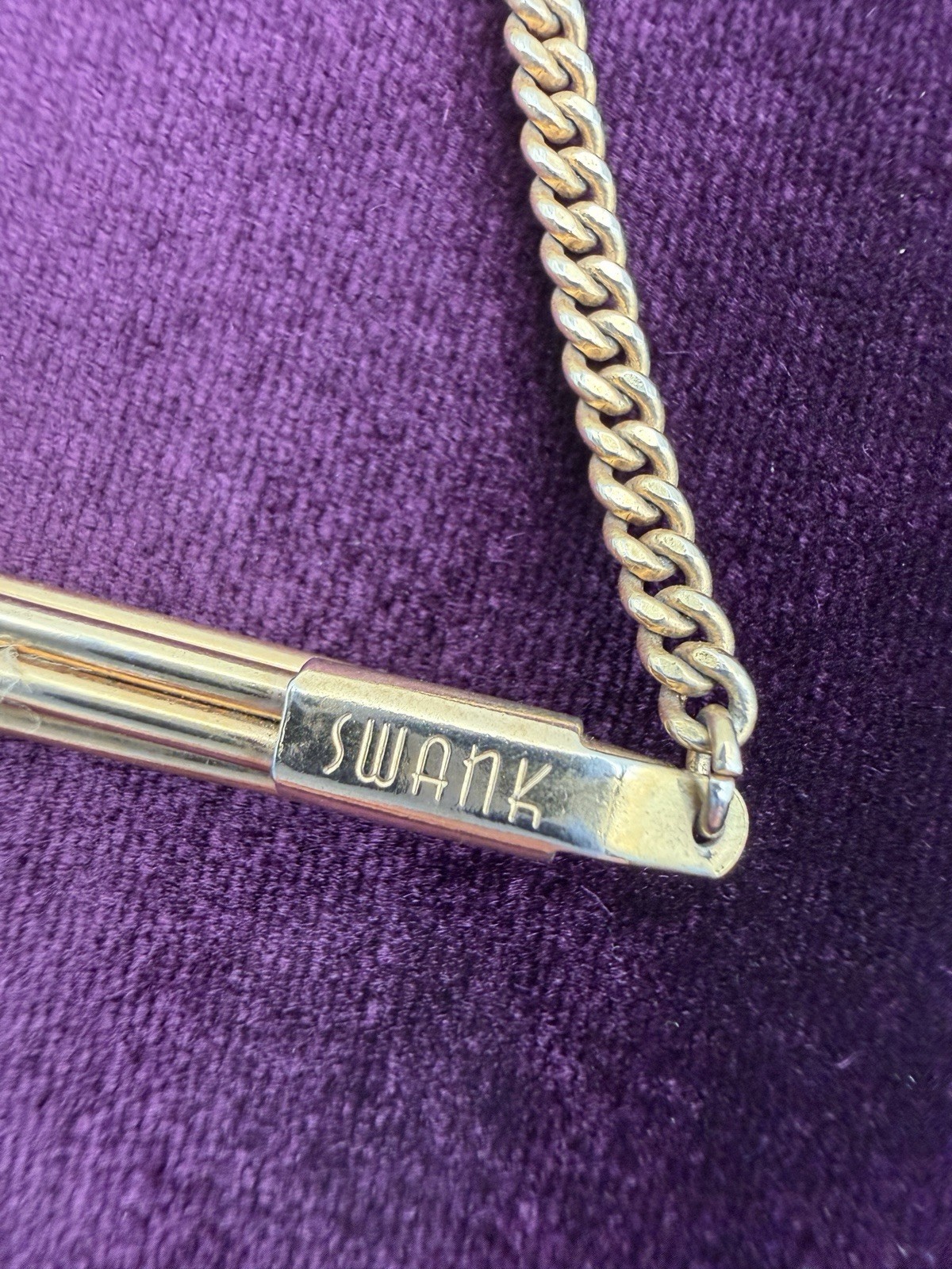 Vintage SWANK Sweetheart Tie Chain Locket 1940-1950 Gold Tone Secret Photo Deco
