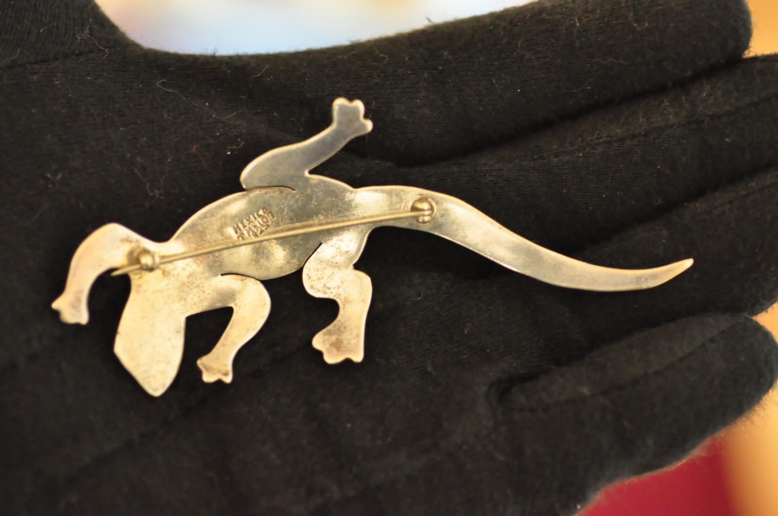 Cute Vintage Taxco Mexico Sterling Silver Gecko Lizard Brooch Signed 925 4in 20g