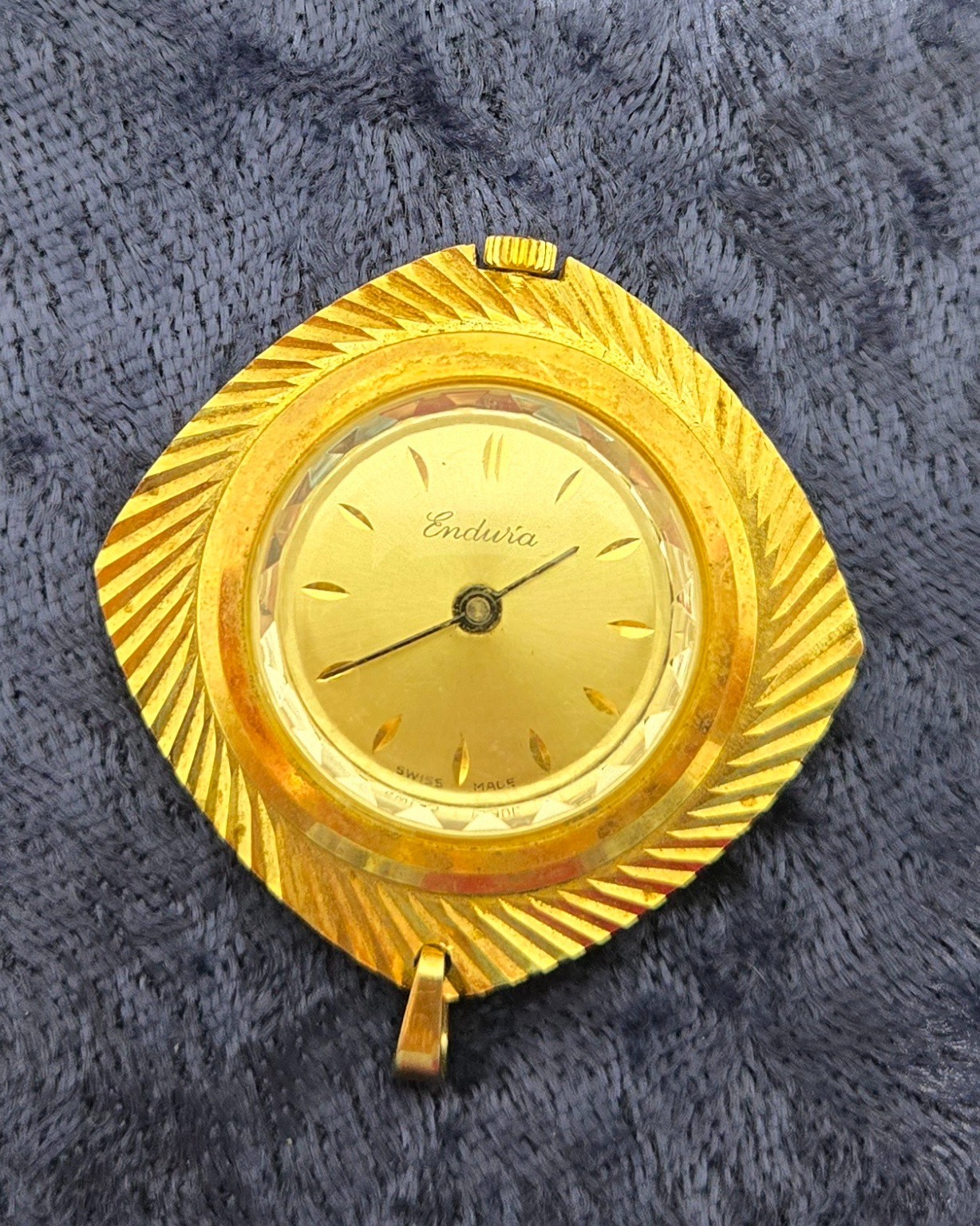 Vintage Swiss Made ENDURA Pendant Charm Watch Mirrored Back