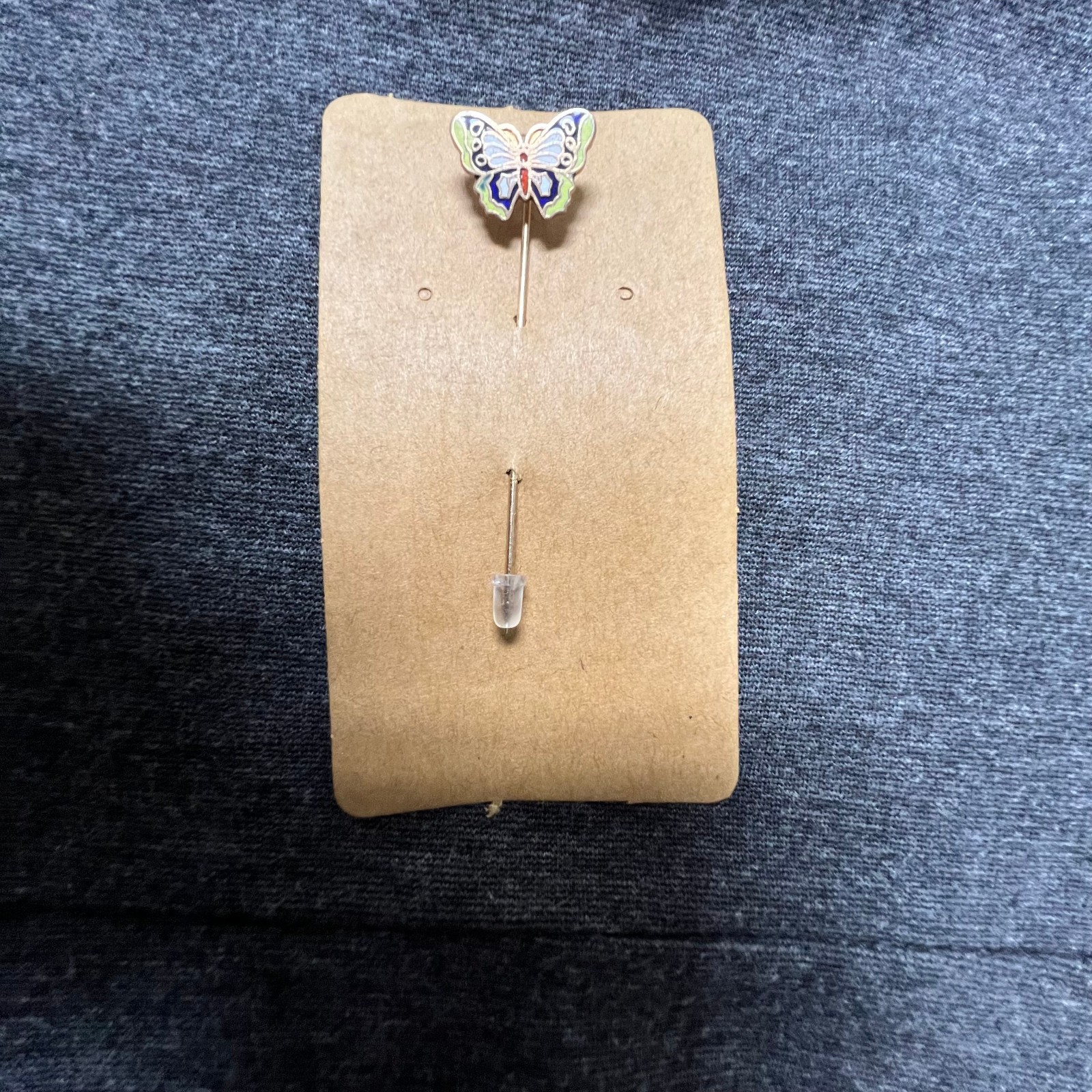 Art Nouveau or Art Deco influenced cloisonné or champlevé-style butterfly pin