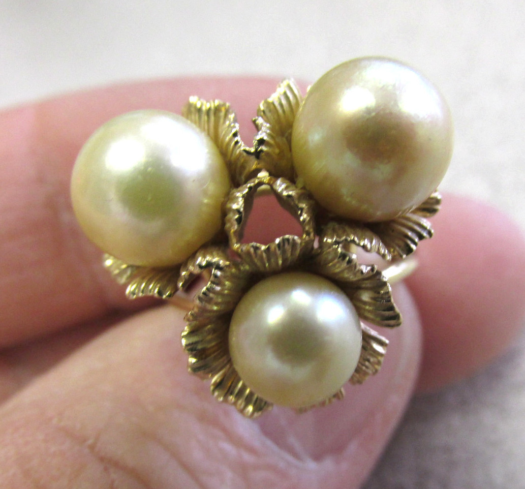 Beautiful Estate Heirloom Pearl Ring 14k Gold size 6-1/2 Make Offer