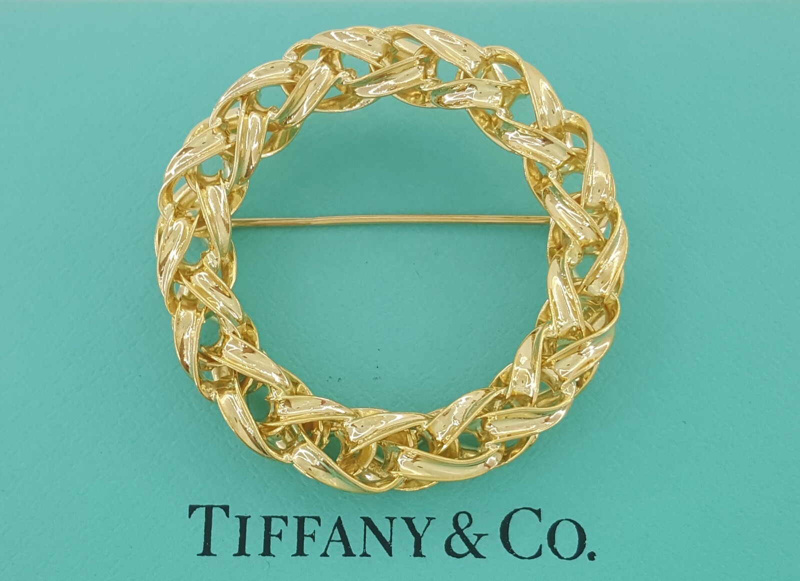 Tiffany & Co Vintage Circle Brooch Pin 14K Yellow Gold 12.8g 1.53″ 1970’s