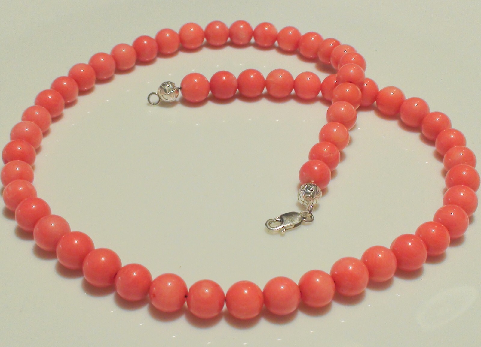 VINTAGE! 213.25ct 100% NATURAL PINK SALMON JAPANESE MOMO CORAL 925 SILVER CLASP