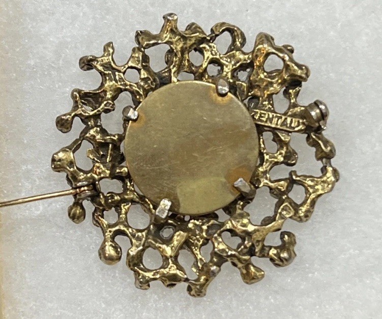 Zentall Brooch Brutalist Gold Tone Modern Abstract Signed