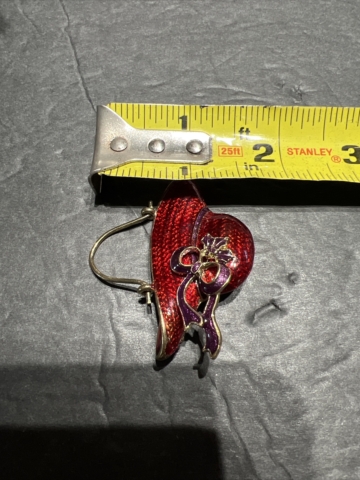 Vintage Red Hat Enamel Pin Gold Tone 2″ Lot 7