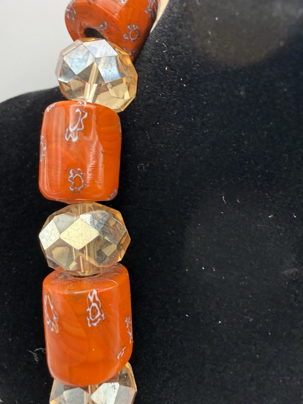 Vintage Chunky Statement Necklace Earrings Set Beads
