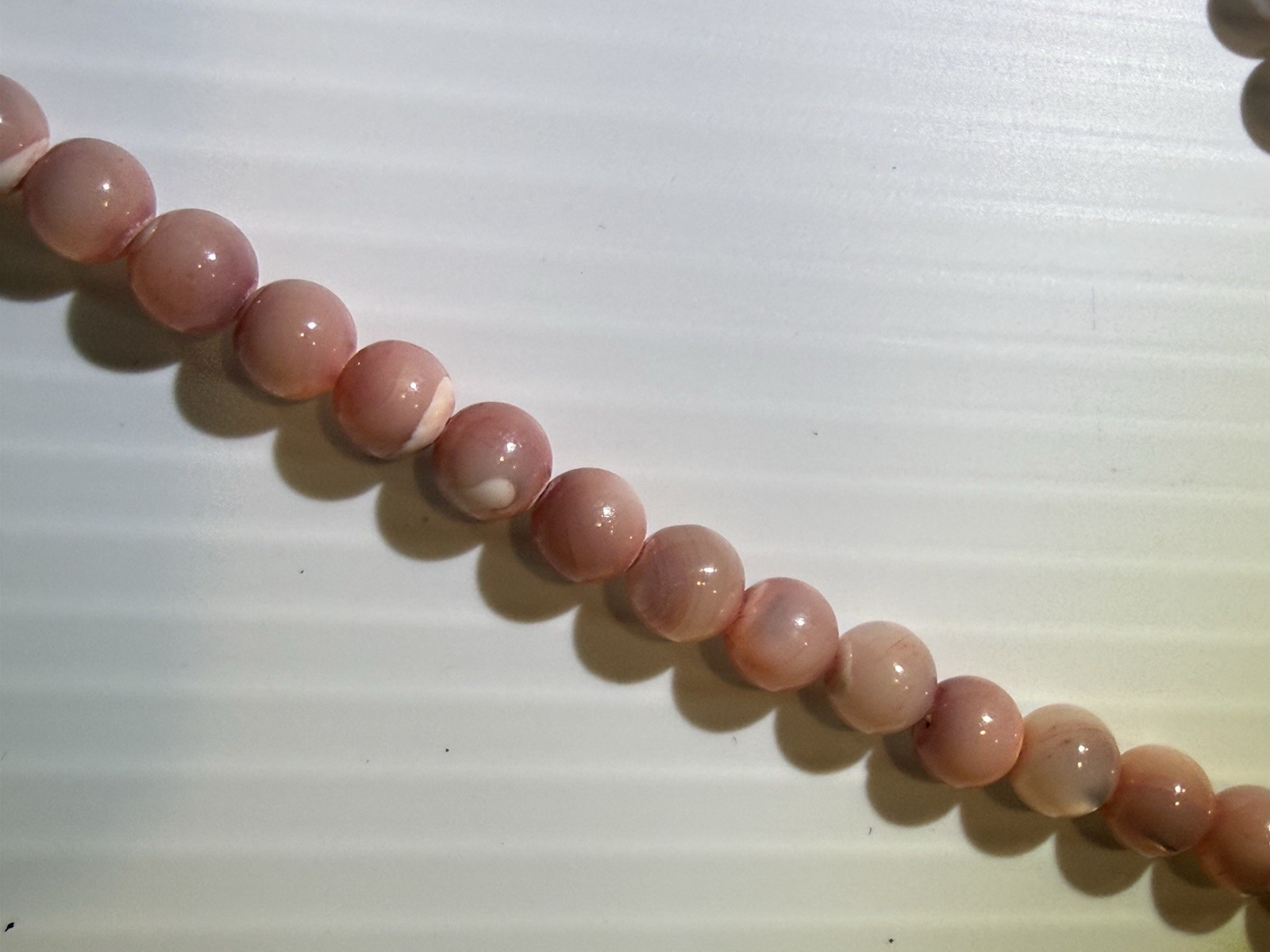 Vintage Pink Agate Bead Necklace Set 2pc Natural Stone 30in & 16.5in