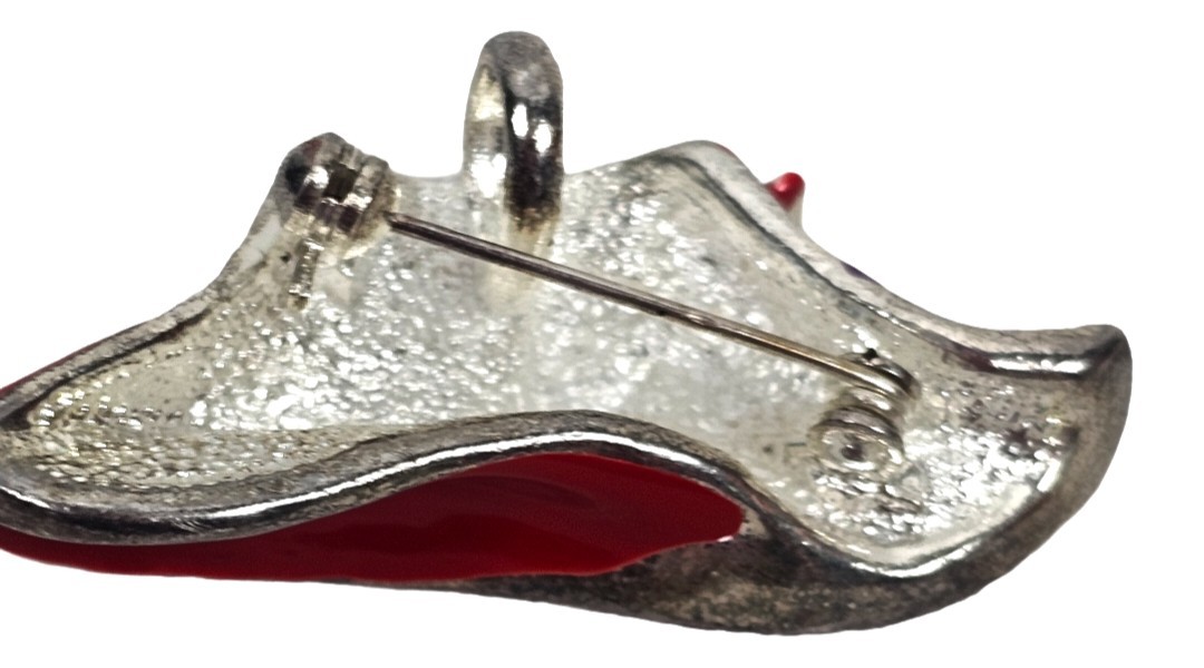 Vintage Red Hat Ladies Enamel Brooch Pin Silvertone Red/Purple | Red Hat Society