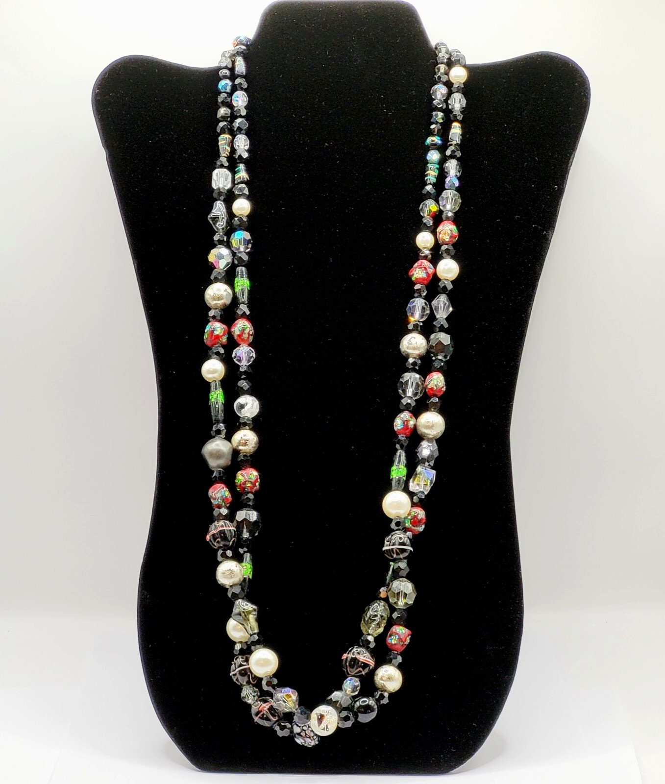Art Glass Bead Strands Multi Color Style Foil Venetian Lampwork Crystal Necklace