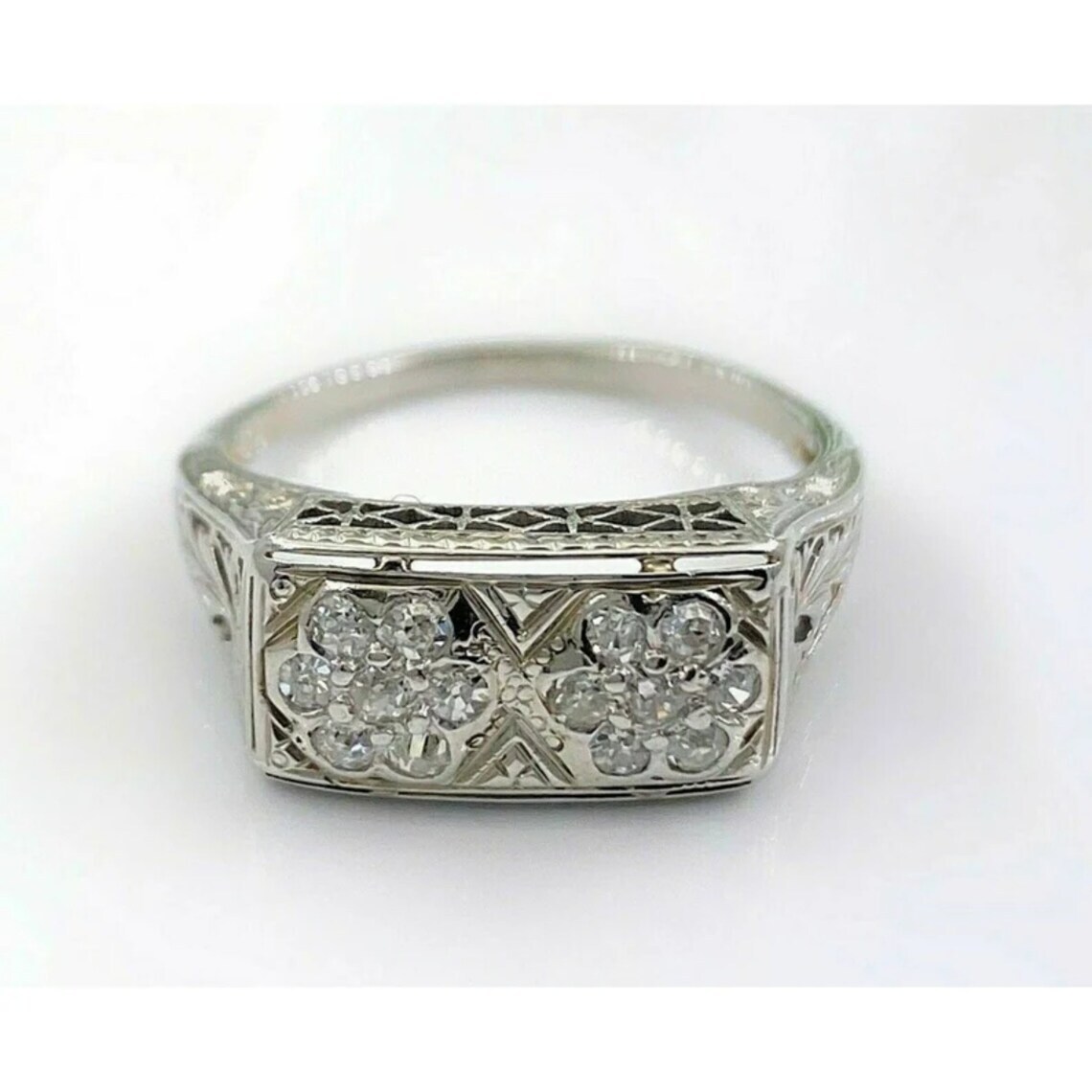 1/2CTW White Round Cut CZ Antique Style Art Deco Engagement Ring In 925 Silver