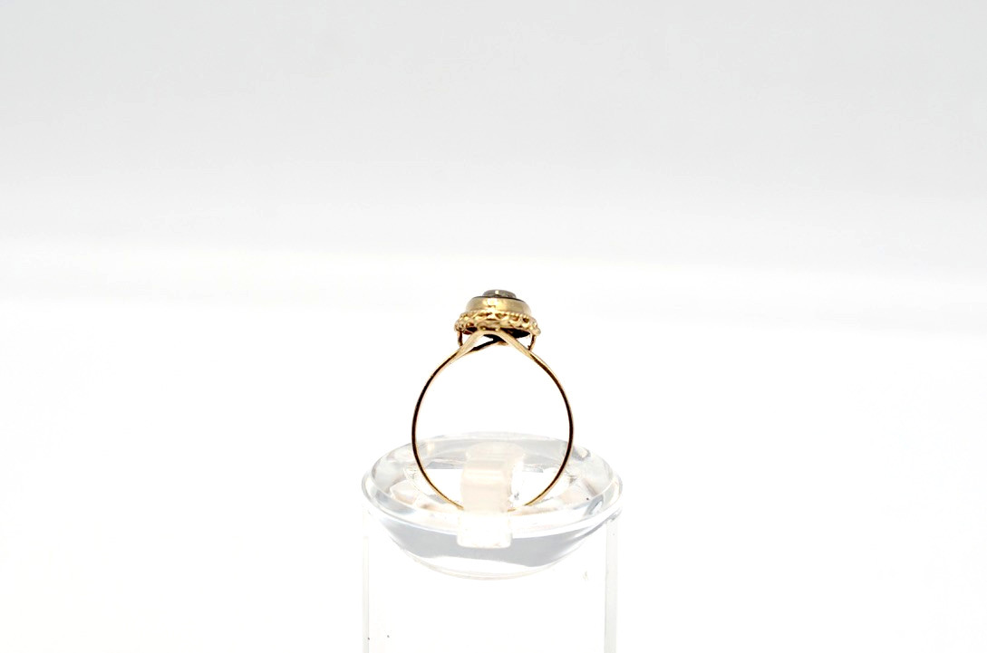 Vintage 14K Gold Diamond Onyx Ring Marquise Black Onyx Size 7.25~2.3g