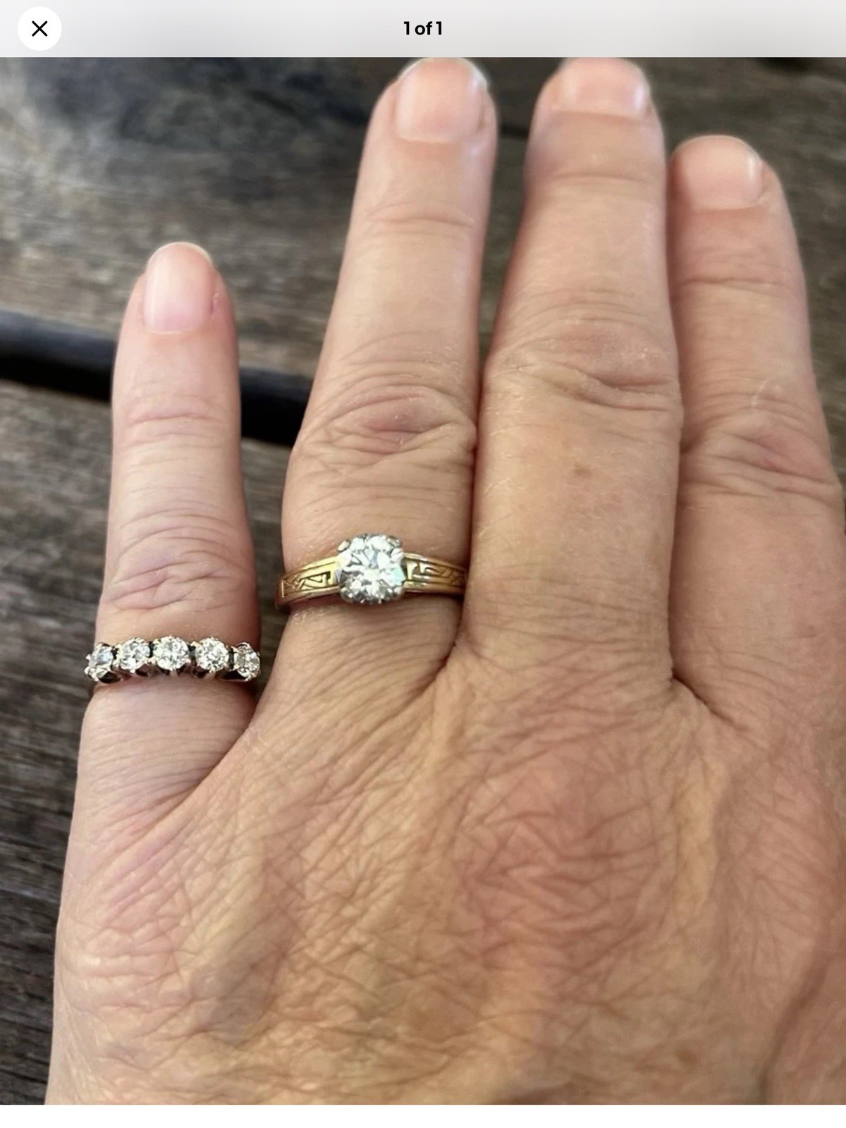 Gorgeous Petite Antique 14k Yellow Gold Ring ~ Five Old European Cut Diamonds