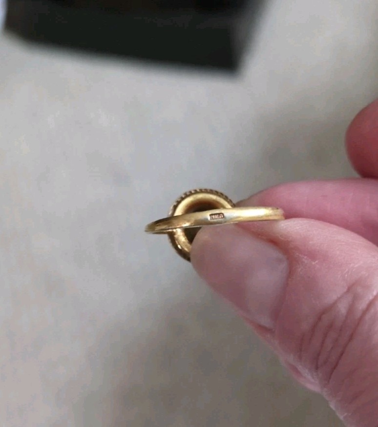 Vintage Gold Plated Ring Stamp MKP Soviet Original Handmade Jewelry Size 8.5
