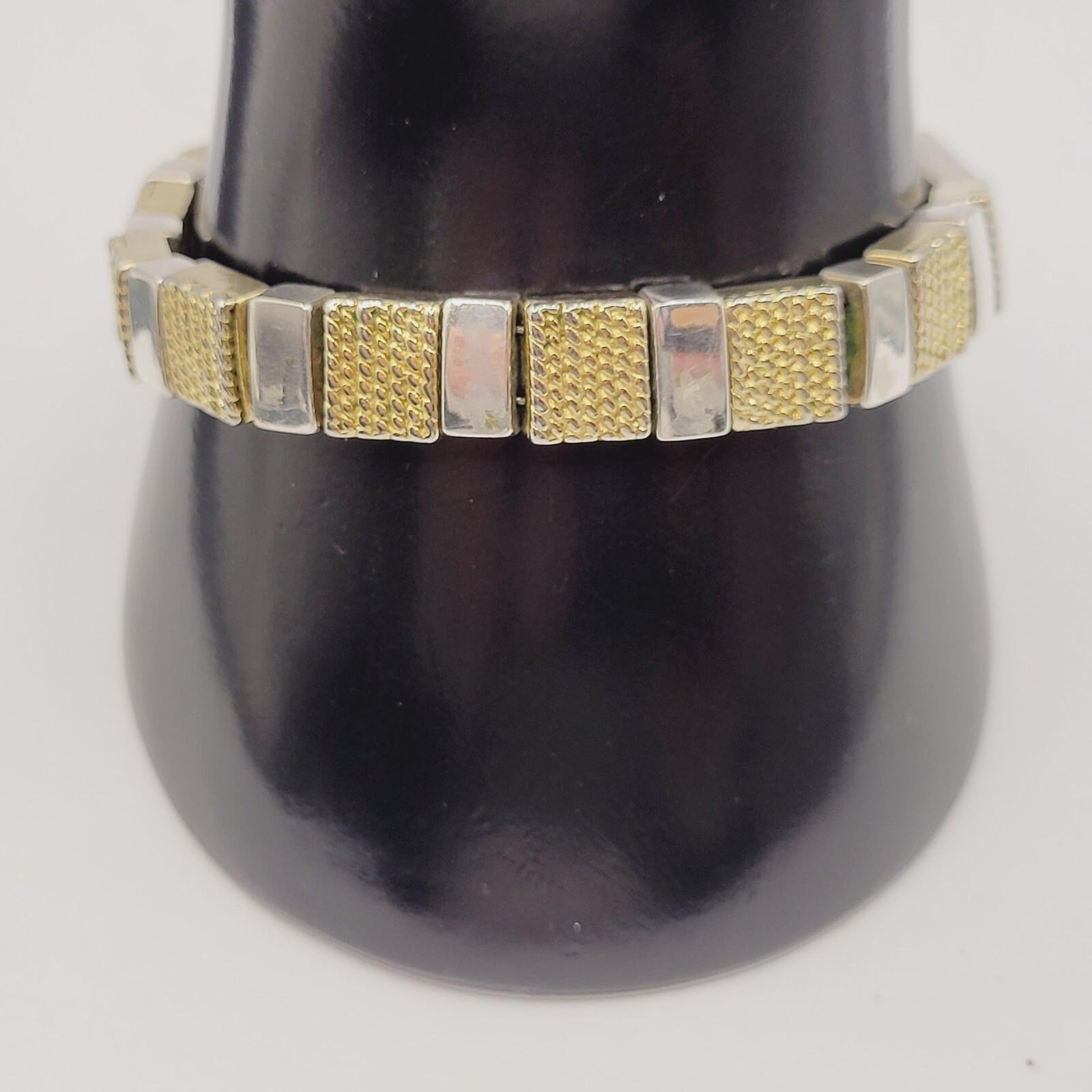 Napier Vintage Textured Gold & Polished Silver Tone Link Bracelet 7.25 In Signed