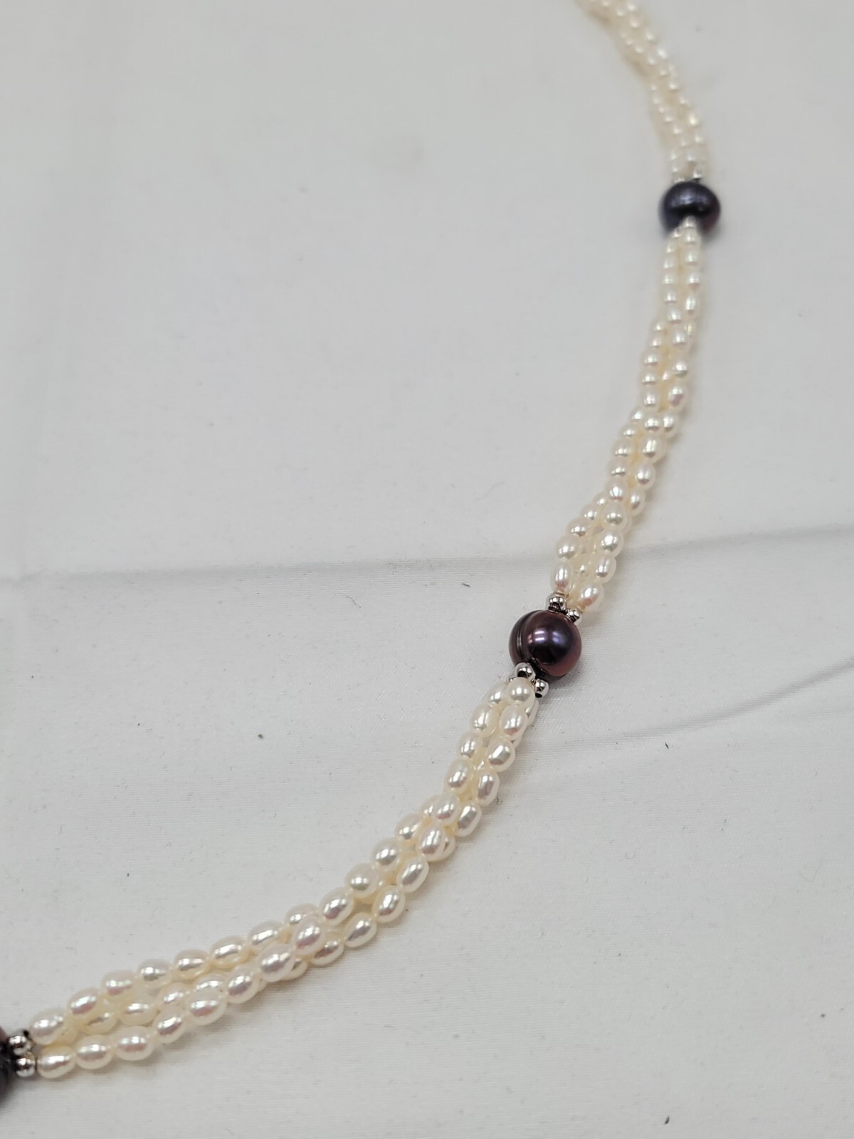 IPS Pearl 3 Strand Sterling Silver Necklace HSN Jewelry New In Box